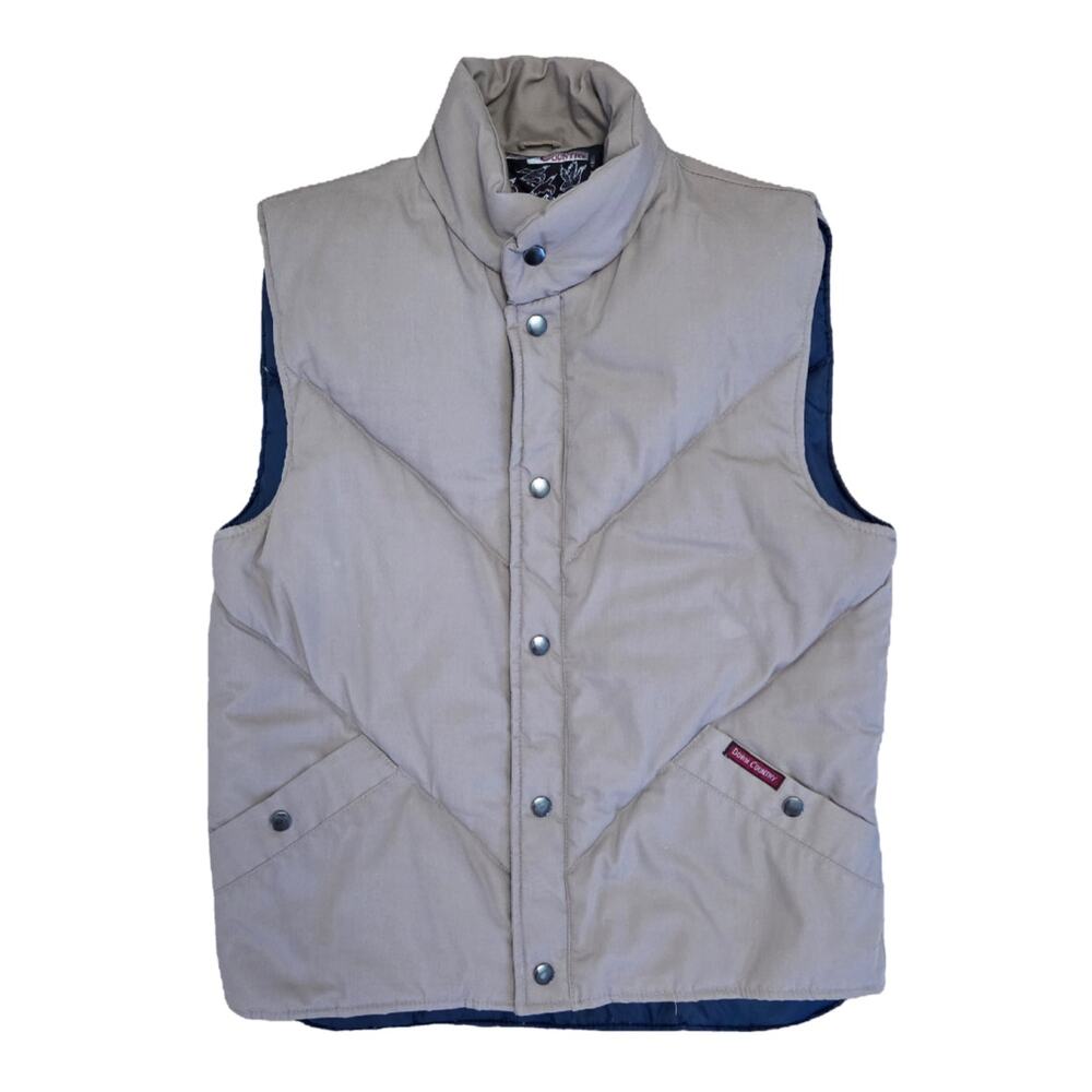 Vtg 80s Down Country Khaki Down Puffer Button Up Vest Gorpcore Outdoors EUC S